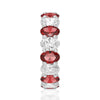 6.6 CT. Lab Grown White Sapphire with Ruby Gemstone Band