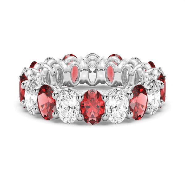 6.6 CT. Lab Grown White Sapphire with Ruby Gemstone Band