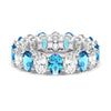 6.6 CT. Lab Grown White Sapphire withBlue Topaz Gemstone Band
