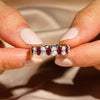 6.6 CT. Lab Grown White Sapphire with Ruby Gemstone Band