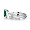 2 CT. Lab Grown Emerald Ring Set with Matching Wedding Band