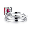 2 CT. Emerald Cut Lab Grown Ruby Ring Set with Matching Wedding Band