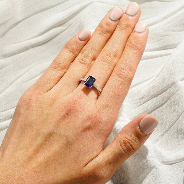 2 CT. Petite Trellis Lab Grown Sapphire Gemstone Ring