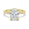 Micropavé Oval Hidden Halo Moissanite Ring Set with Matching Wedding Band