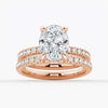Micropavé Oval Hidden Halo Moissanite Ring Set with Matching Wedding Band