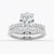 Micropavé Oval Hidden Halo Moissanite Ring Set with Matching Wedding Band