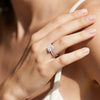 Micropavé Oval Hidden Halo Moissanite Ring Set with Matching Wedding Band