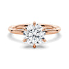Six Prong Solitaire Hidden Halo Moissanite Ring Set with Matching Wedding Band