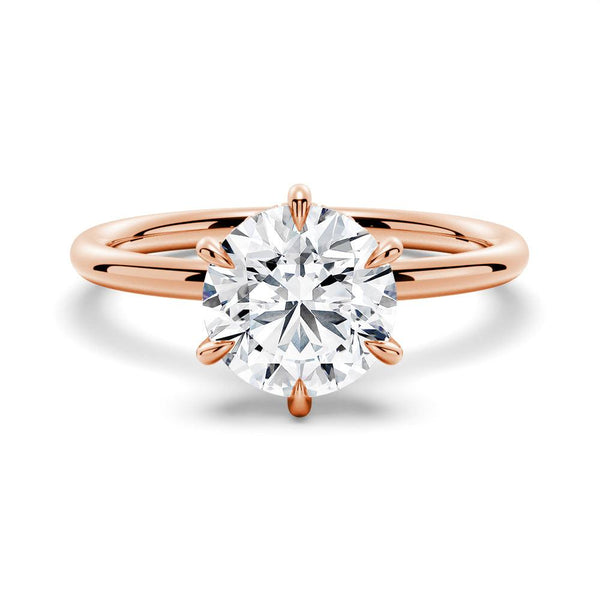 Six Prong Solitaire Hidden Halo Moissanite Ring Set with Matching Wedding Band