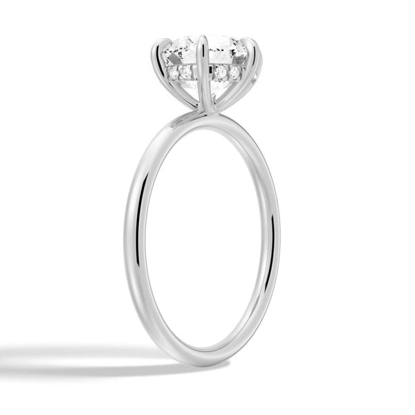 Six Prong Solitaire Moissanite Engagement Ring With Hidden Halo
