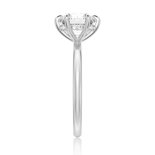 Six Prong Solitaire Moissanite Couple's Ring Set with Men's Wedding Band