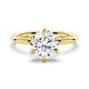Six Prong Solitaire Moissanite Engagement Ring With Hidden Halo
