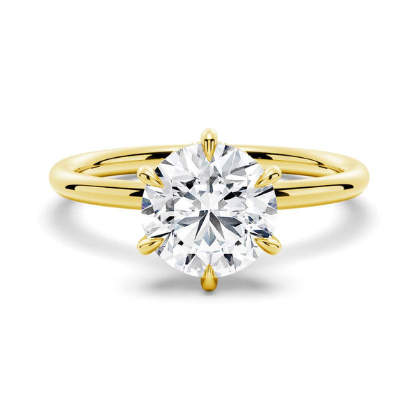 Six Prong Solitaire Moissanite Couple's Ring Set with Men's Wedding Band
