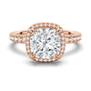 Cushion Cut Halo Moissanite Engagement Ring Set with Matching Wedding Band