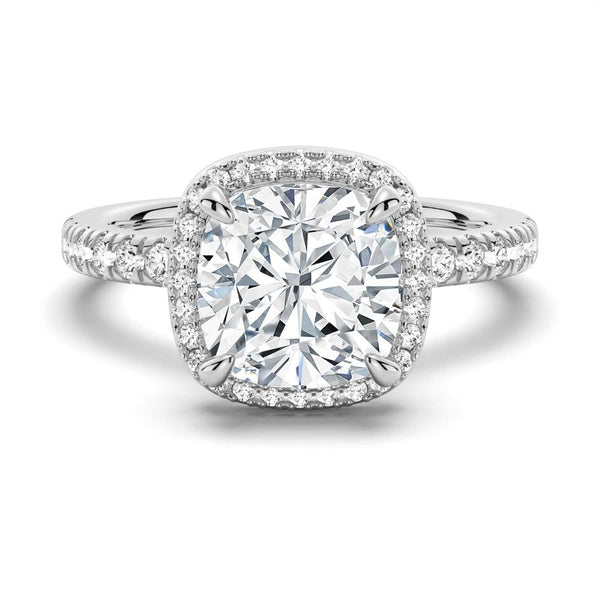 Cushion Cut Halo Moissanite Engagement Ring