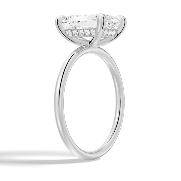 Four Prong Radiant Cut Hidden Halo Moissanite Couple's Ring Set with Men's Wedding Band