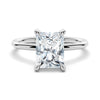 Four Prong Radiant Cut Hidden Halo Moissanite Couple's Ring Set with Men's Wedding Band