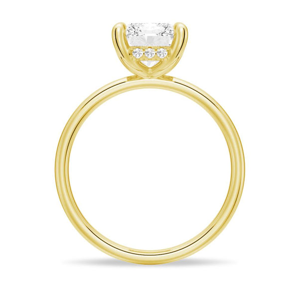 Four Prong Radiant Solitaire Moissanite Engagement Ring With Hidden Halo