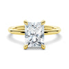 Four Prong Radiant Cut Hidden Halo Moissanite Couple's Ring Set with Men's Wedding Band