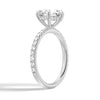 Petite Six Prong Micropavé Moissanite Engagement Ring With Hidden Halo