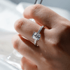 Cushion Cut Moissanite Engagement Ring With Hidden Halo