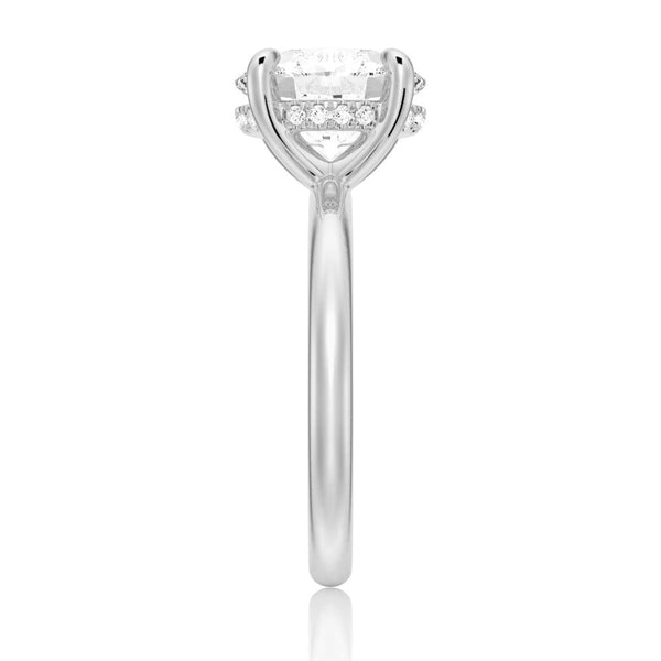 Oval Solitaire Hidden Halo Moissanite Ring Set with Matching Wedding Band