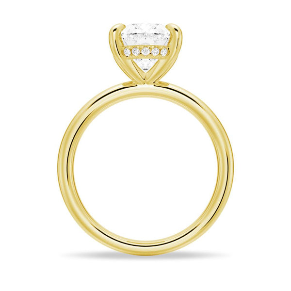 Oval Solitaire Hidden Halo Moissanite Ring Set with Matching Stacking Band