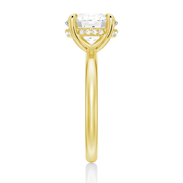 Oval Solitaire Hidden Halo Moissanite Ring Set with Matching Wedding Band