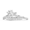 Oval Solitaire Hidden Halo Moissanite Ring Set with Matching Stacking Band
