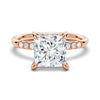 Princess Cut Hidden Halo Moissanite Ring Set with Matching Stacking Band
