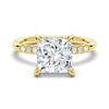 Princess Cut Hidden Halo Moissanite Ring Set with Matching Stacking Band