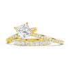 Princess Cut Hidden Halo Moissanite Ring Set with Matching Stacking Band