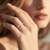 Princess Cut Hidden Halo Moissanite Ring Set with Matching Wedding Band