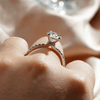 Pavé Band Round Moissanite Engagement Ring With Hidden Halo