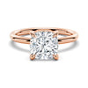 Cushion Cut Solitaire Moissanite Engagement Ring With Hidden Halo
