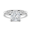 Cushion Cut Solitaire Moissanite Engagement Ring With Hidden Halo
