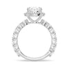 Oval Halo with Pavé Shared Prong Band Moissanite Engagement Ring