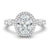 Oval Halo with Pavé Shared Prong Band Moissanite Engagement Ring