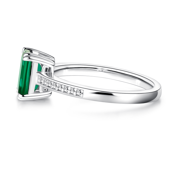 Petite Micropavé Emerald Cut Emerald Ring