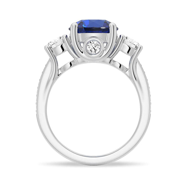 2.5 CT. Classic Blue Sapphire and White Sapphire Three Stone Ring