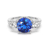 2.5 CT. Classic Blue Sapphire and White Sapphire Three Stone Ring