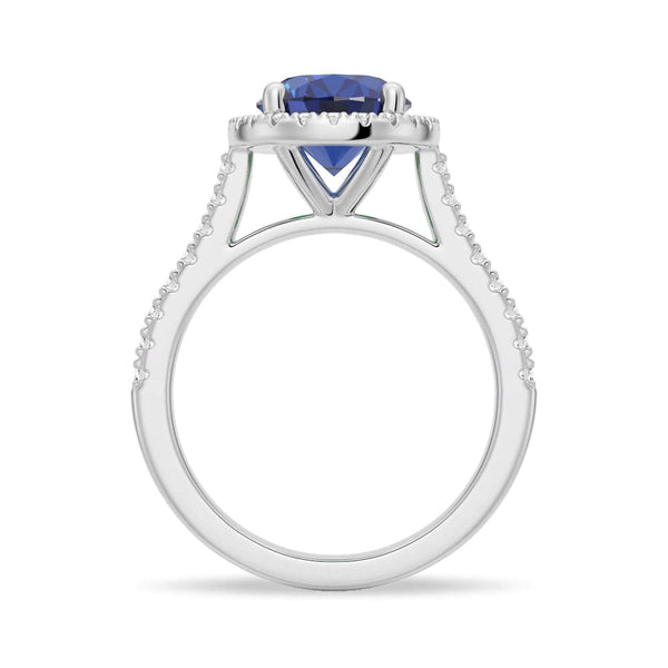 2 CT. Oval Sapphire with Classic Halo Ring