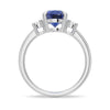 2 CT. Oval Blue Sapphire and White Sapphire Three Stone Ring
