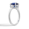 2 CT. Oval Blue Sapphire and White Sapphire Three Stone Ring