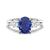 2 CT. Oval Blue Sapphire and White Sapphire Three Stone Ring