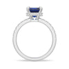 Emerald Cut Blue Sapphire and White Sapphire Ring