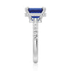 Emerald Cut Blue Sapphire and White Sapphire Ring
