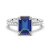 Emerald Cut Blue Sapphire and White Sapphire Ring