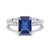 Emerald Cut Blue Sapphire and White Sapphire Ring