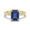 Emerald Cut Blue Sapphire and White Sapphire Ring